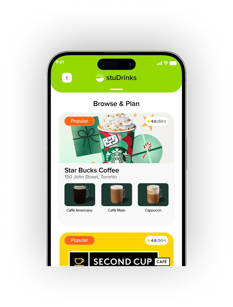 stuBrew app — cafés near campus